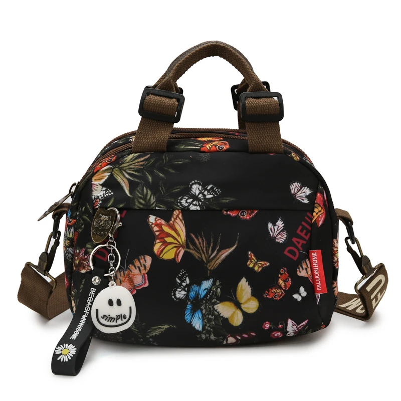 Large Capacity Flower Handbags Women Butterfly Nylon Messenger Bags Fresh Sweet Female Packages Pastoralism Crossbody Bags