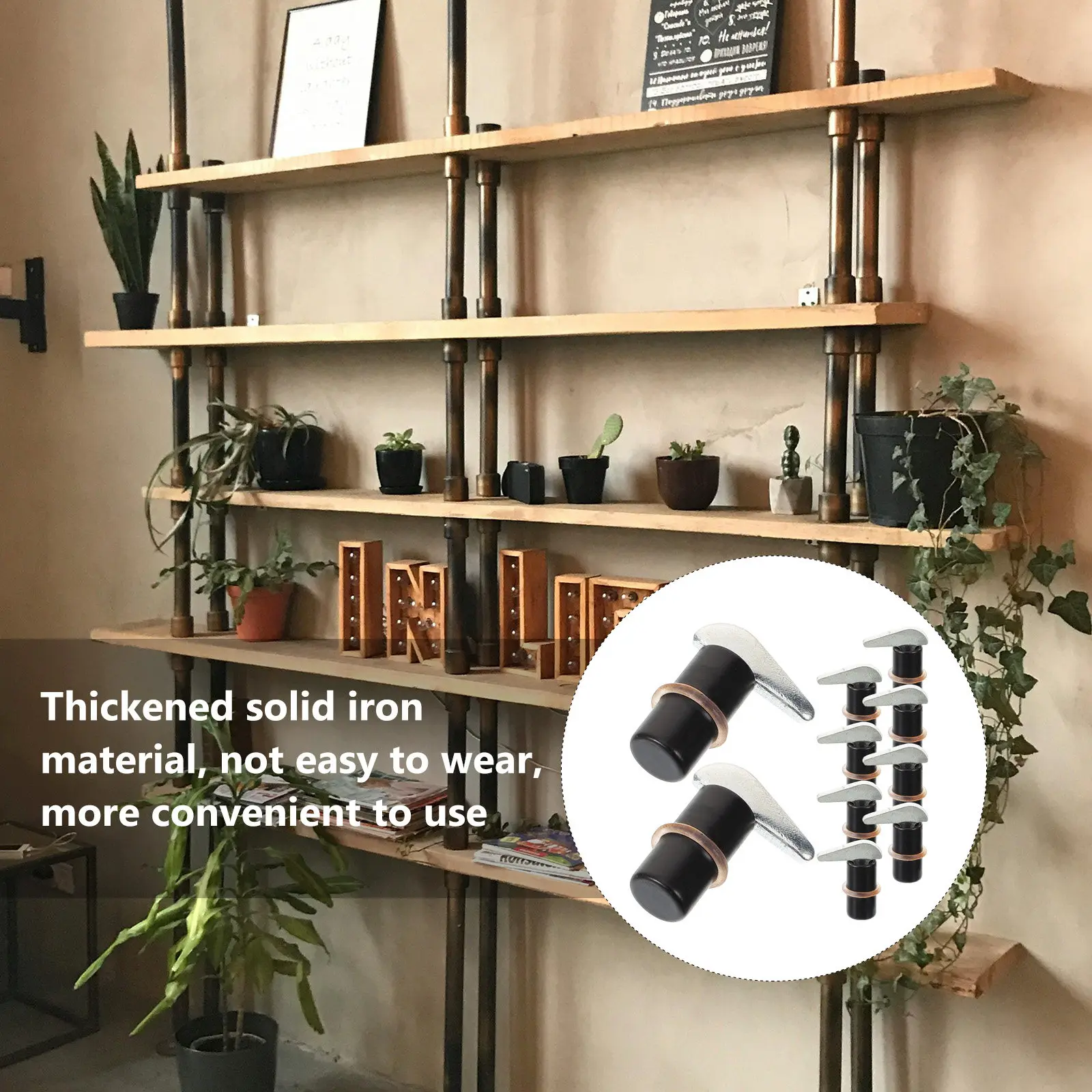 10Pcs Heavy Duty Cabinet Shelf Support Pegs Thickened Solid Iron Shelf Holders for Bookcases Display Cases Furniture Kitchen