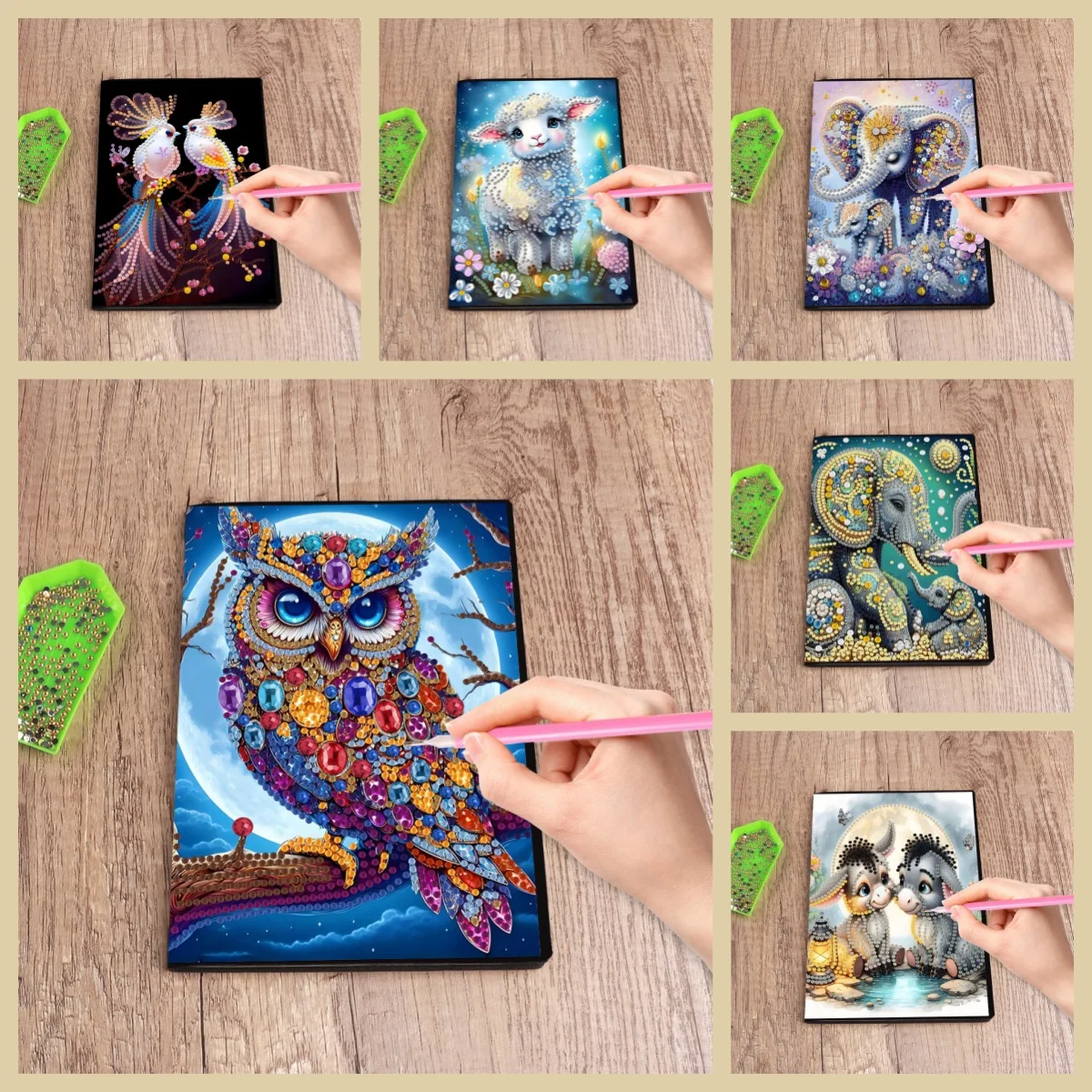 1 Set DIY Tier-Diamantmalerei-Set, PU-Leder Kristall-Strass Notizbuch, Ein Einzigartiges Geschenk für Freunde
