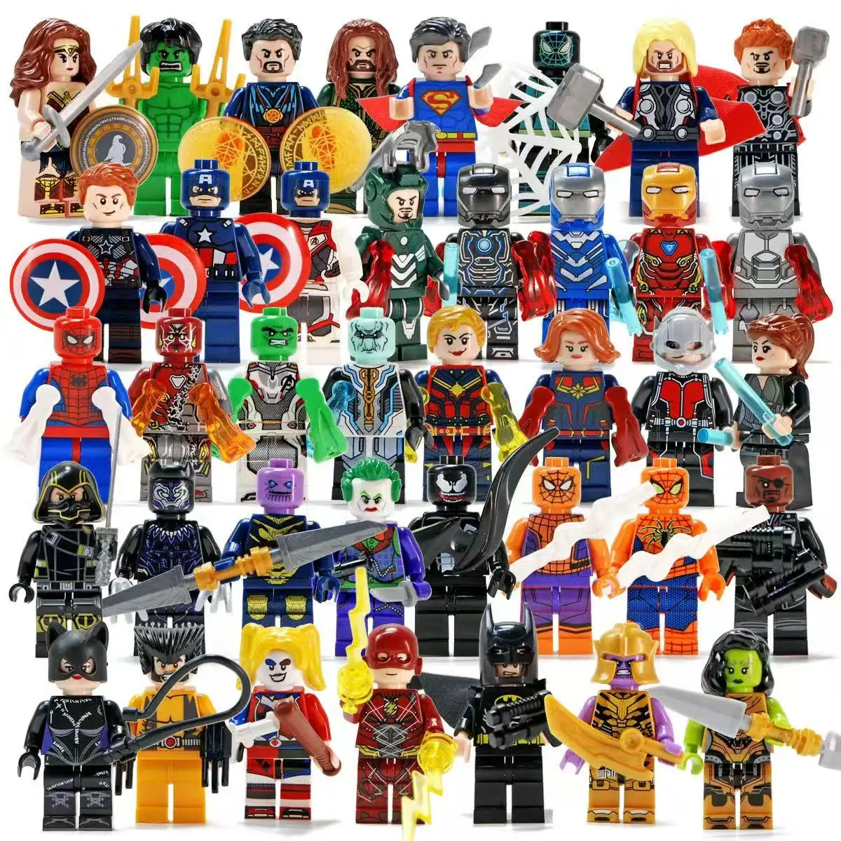 50 قطعة من شخصيات لعبة تجميع مارفل: الرجل الحديدي، الرجل العنكبوت، كابتن أمريكا، ثور، هدايا عيد الميلاد للأولاد والبنات
