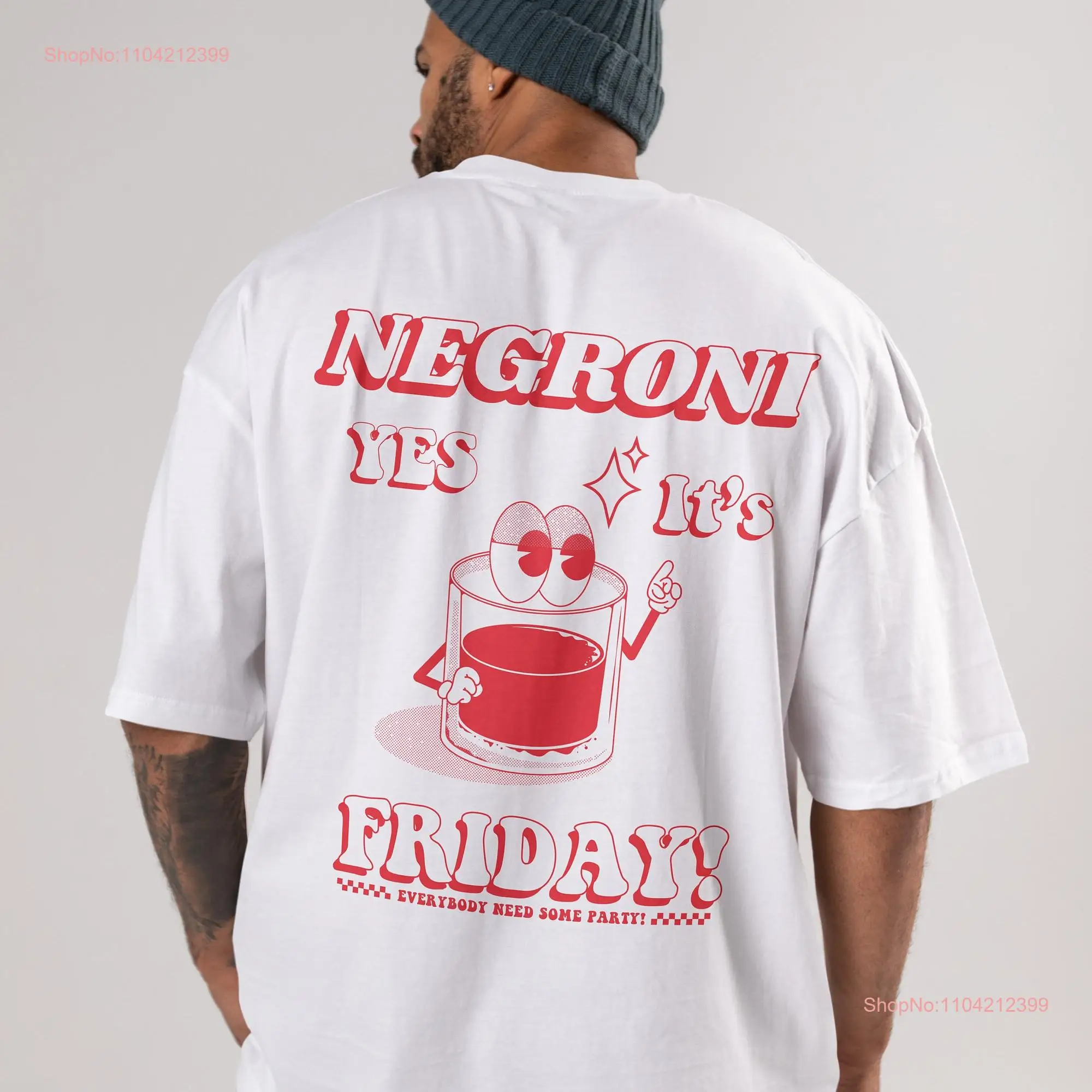 Oversized Negroni T Shirt Drink Yes its Friday Summer Pop arT for her Aesthetic Retro long or short sleeves