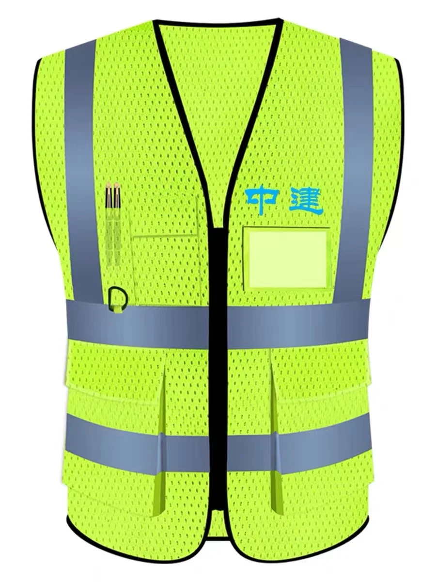 Printable LOGO High Visibility Reflective Safety Vest Summer Breathable Grid Construction Worker Work Safety Vest