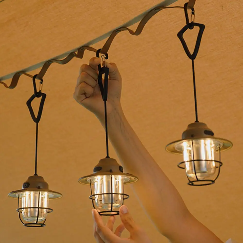 

Винтажный светодиодный светильник для кемпинга, 1200 мАч, перезаряжаемый подвесной аварийный светильник, портативный светильник для палатки, уличная лампа с диммером, настольный светильник