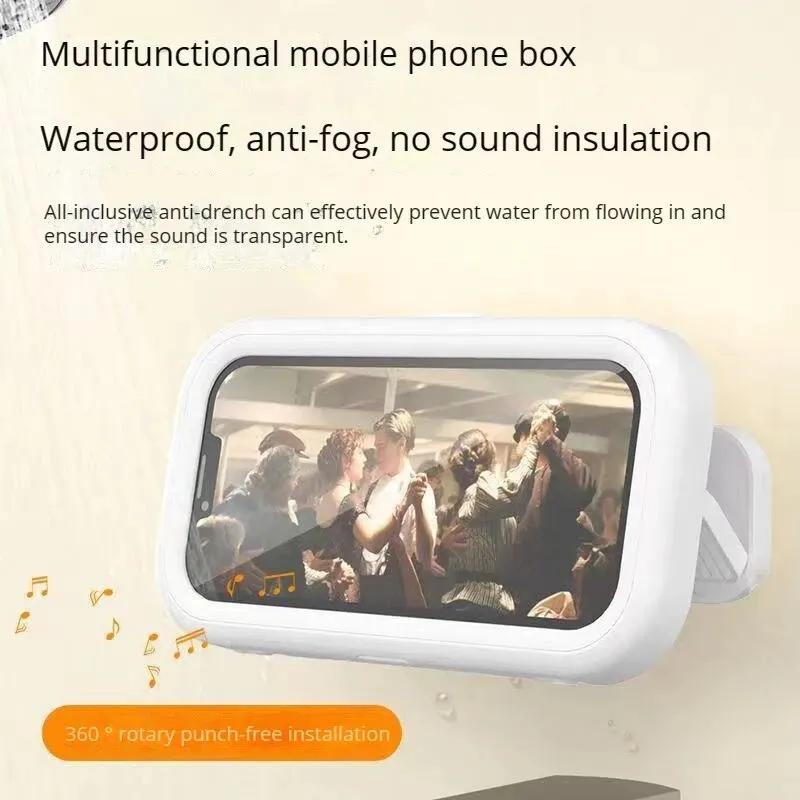 Bathroom Mobile Phone Box Holder Waterproof Touch Screen Hole-free Bathroom, Kitchen TV Watching Tool