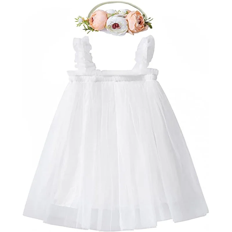 LZH 2022 Summer Baby Girls Floral Tutu Princess Dress - Infant 1st Birthday Party Dress