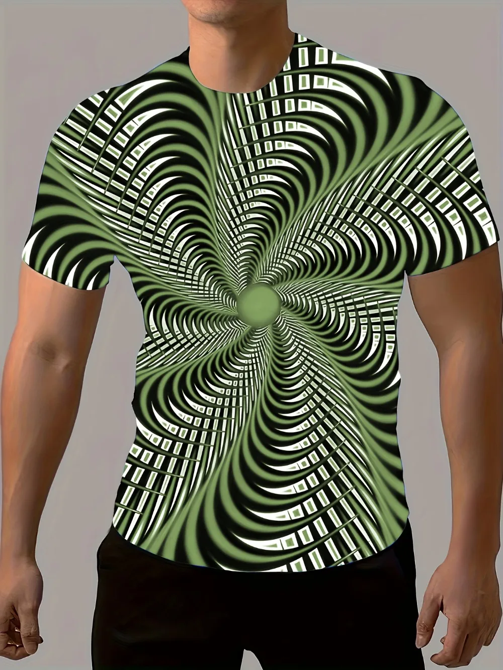 Kreativität Rainbow Vertigo Hypnotic Vortex 3D Sport Schnelltrocknend Breatha Herren T-Shirt Outdoor Street Casual Eltern-Kind-Kleidung – Detail 7