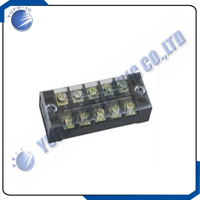 Free Shipping One Lot 2PCS TB-2505 600V 25A Double Rows Cover Guard 5 Position Screw Terminal Strip AK TB2505