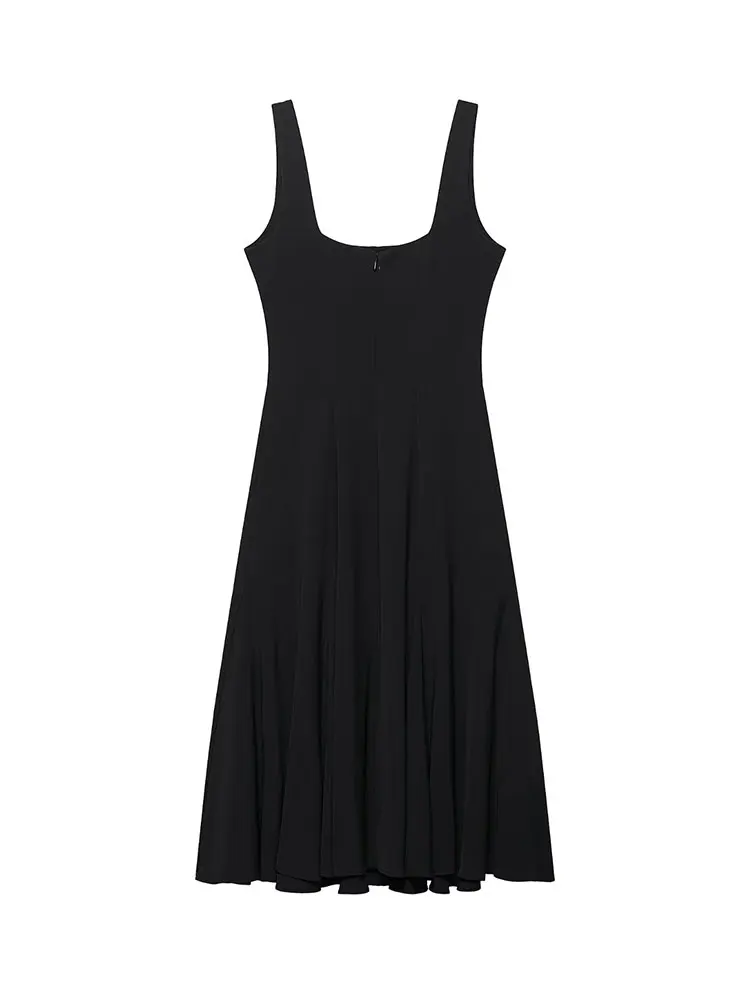 봄 우아하고 세련된 여성 드레스 솔리드 캐미 슬리브리스 스트레이트 롱 베스티도스 신상 패션 2025 여름 드레스