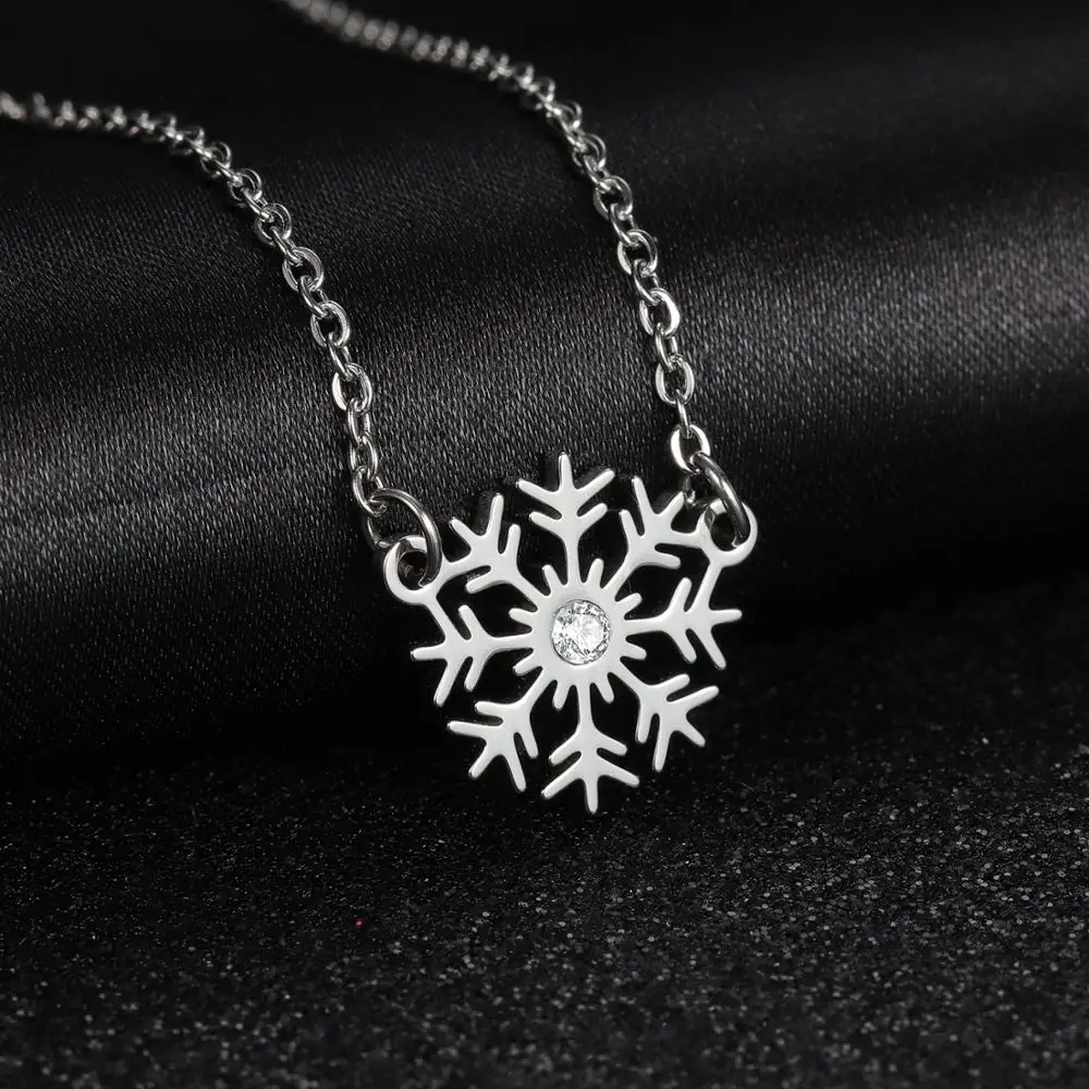 

MYDIY Snowflake Stainless Steel Charm Necklace for Women Accept OEM Order Dropshipping Dainty Steel Necklaces Wholesale