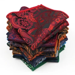 Classic Paisley Men's Handkerchief 23cm Width Woven Polyester Pocket Square Party Dinner Hanky Chest Towel Suit Accessories Gift