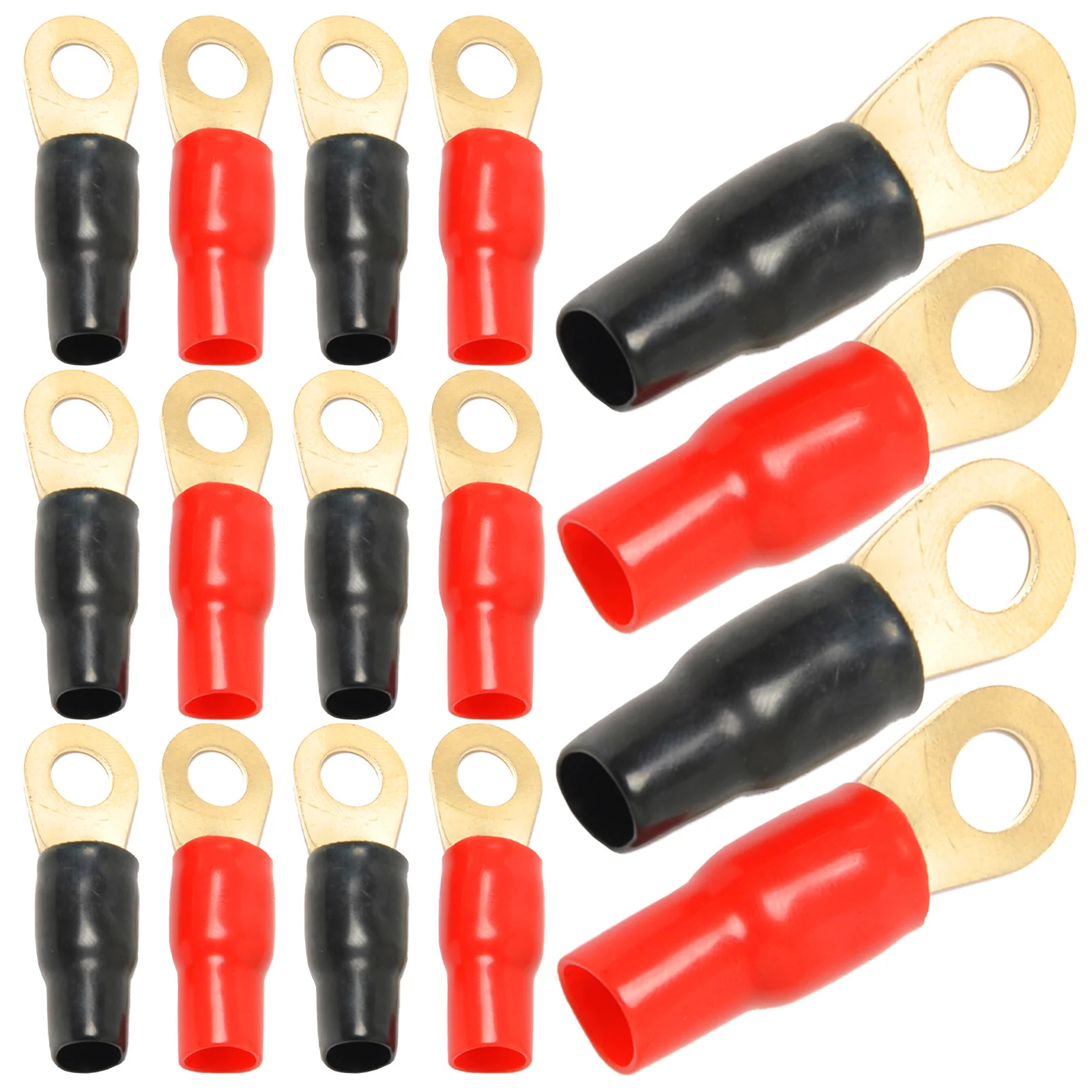 

10Pairs 4 Gauge Copper Gold Plated Crimp Terminals Electrical Insulated Wire Connectors Ring Fork Terminals Power