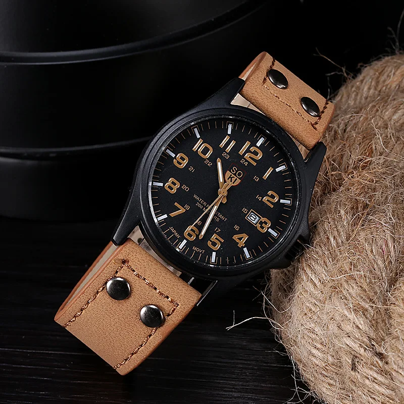 New Vintage Classic Watch for Men Clock Stainless Steel Waterproof Date Leather Strap Sport Quartz Wristwatch
