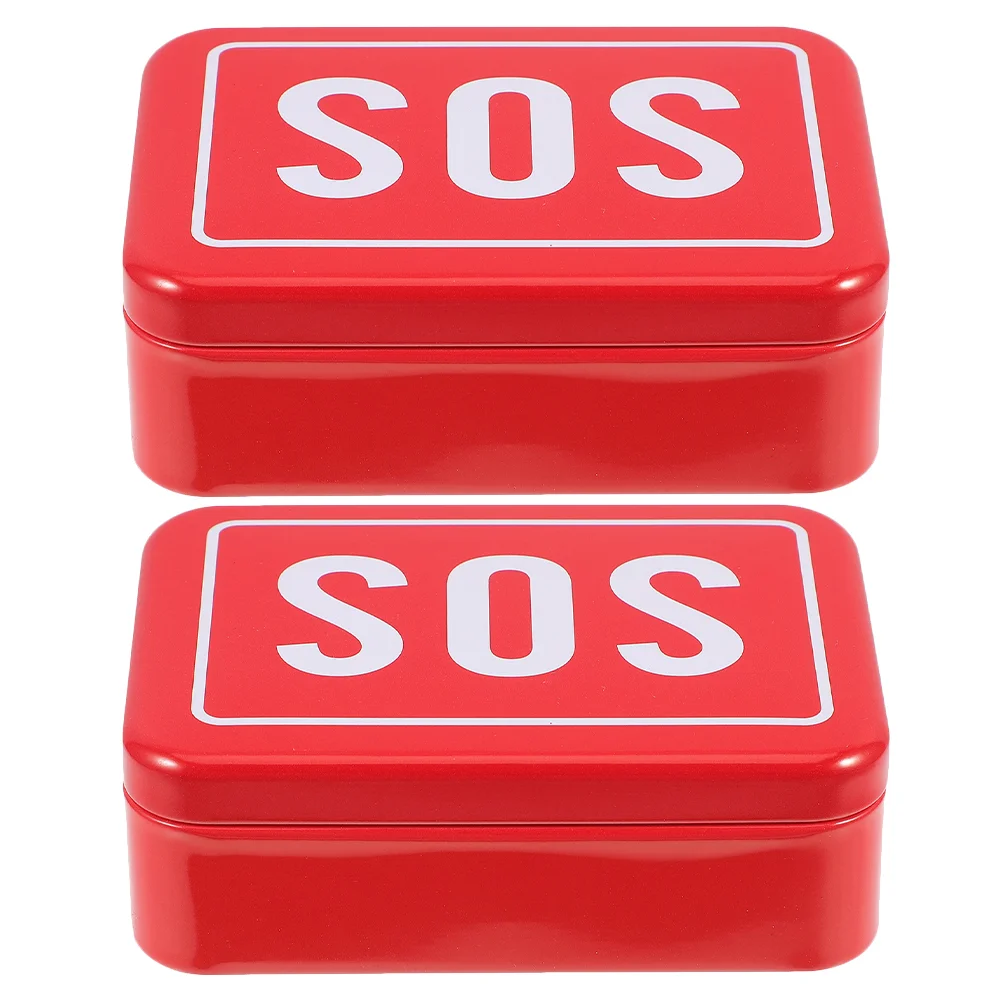 

2 Pcs Metal Storage Box for Emergency Outdoor First Aid Medicine ganizer Empty Case SOS Tool Pouch Camp