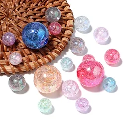 10pcs Acrylic Crackle Round Bead Mixed Color Loose Spacer Beads for Jewelry Making DIY Bracelet Necklace Accessories Materials