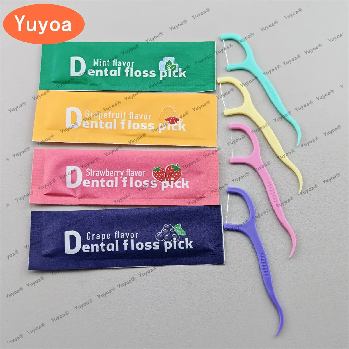 500pcs Individual Pack Dental Floss Picks Fruit Flavor  Floss Plastic Toothpicks Teeth Cleaning Interdental Pick Oral Hygiene