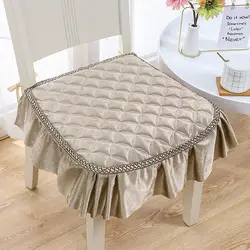 Autumn Winter Household Warm Soft Sitting Pads Washable Dining Chair Cushion With Ties Simple Thickened Non-slip Stool Mats