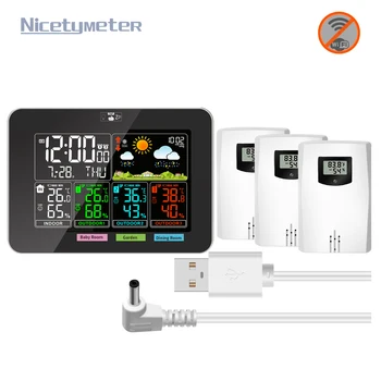 Weather stations wireless indoor outdoor temperature humidity VA color display weather forecast barometric pressure alarm clocks