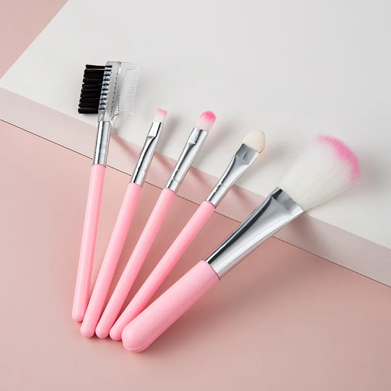 5 Set di pennelli per trucco pennello per trucco nero rosa per principianti strumenti per trucco portatili e durevoli accessori pennello per trucco