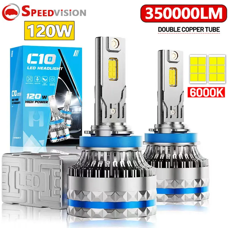 

H7 H4 H11 LED Headlight Bulb 350000LM Canbus H8 H1 HB3 9005 9006 HB4 9012 HIR2 H9 H16 3570 CSP 120W 6000K Auto Car Lamp Fog Lens