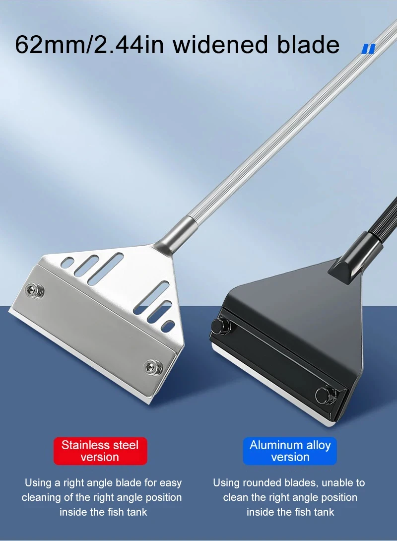 Aquarium-Algenentferner aus Edelstahl, Drei-in-Eins-Set mit Netzbeutel, Reinigungsbürste, Flachbürste zur Algenentfernung, Fischbecken-Reinigungswerkzeug für Zuhause – Detail 4