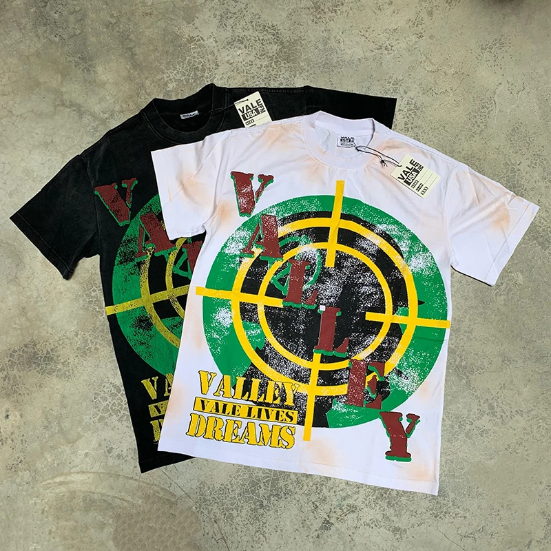 

Vale Sports Forever Valley Fest Graffiti Big Tee Men Women Washing Making Aged Short Sleeved T Shirt