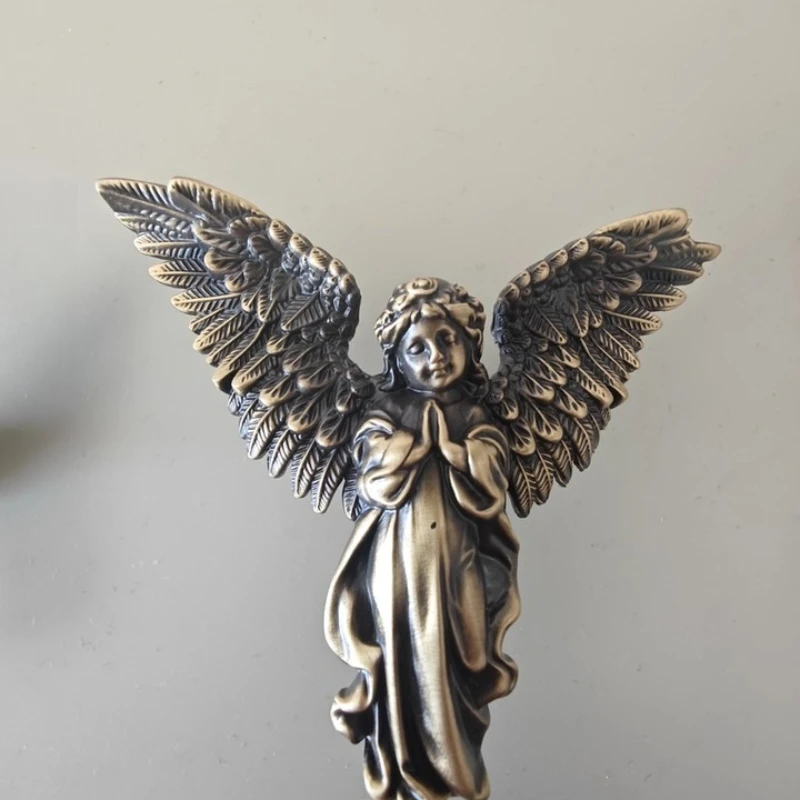 

Little Angel Child's Room Wardrobe Door Pull Creative Retro Brass Bronze Drawer Cabinet Single Hole French Handle