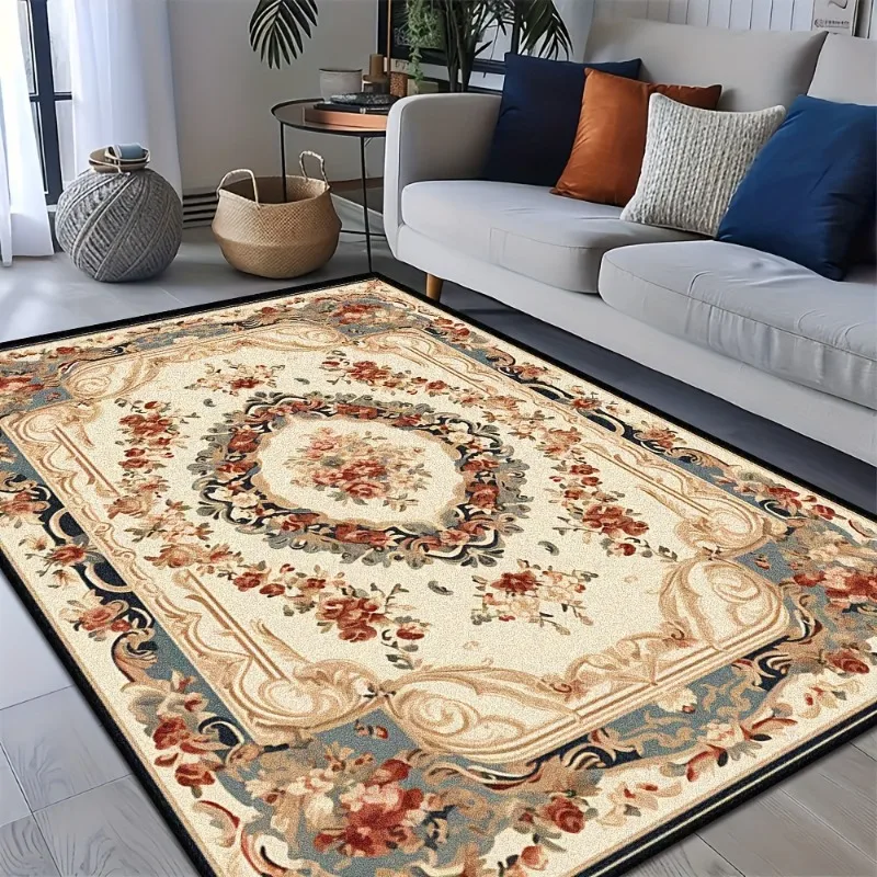 

European Style Flower Carpets for Living Room Retro Decoration Home Carpet Hall Sofa Area Floor Mat Room Decor Large Rug