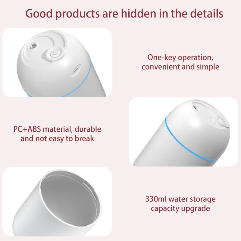 Creatore portatile della foschia del Fogger dell'umidificatore dell'aria dell'automobile 330ml con l'olio essenziale ultrasonico dell'aroma di USB della luce notturna del LED diffuso per la casa dell'automobile