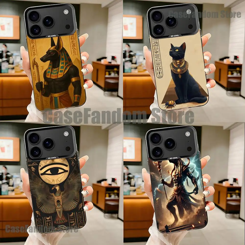 

Ancient Egyptian God Anubis For iPhone 17,16,15,14,13,12,11,Pro,MAX,Plus Black Shockproof Candy Matte Cover