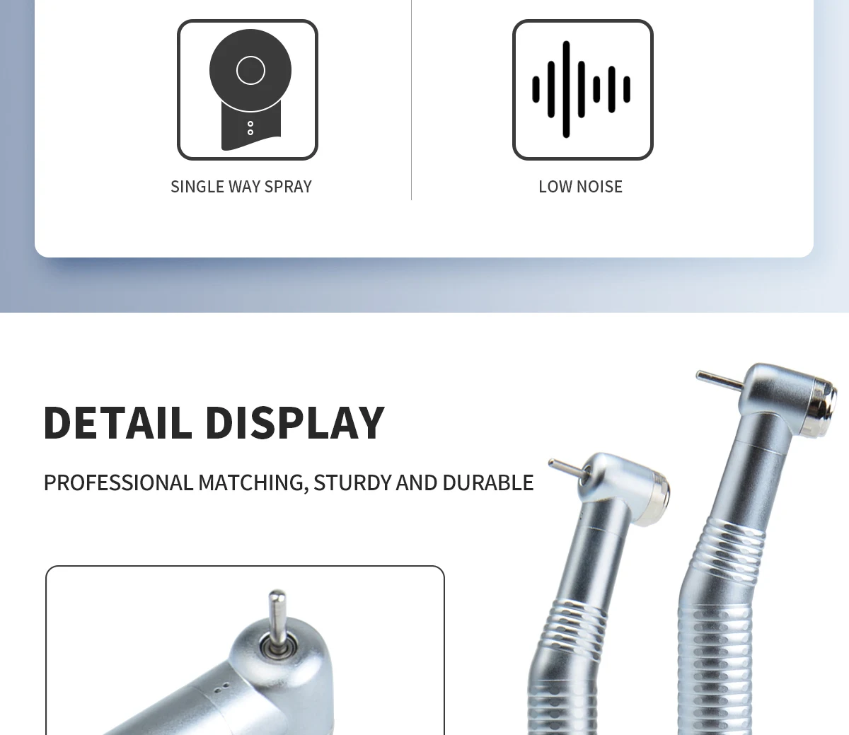 AZDENT Dental High Speed Handstück Standard Kopf Push Button Single Way Spray Zahnmedizin Medizinische Turbine Handstück – Detail 3