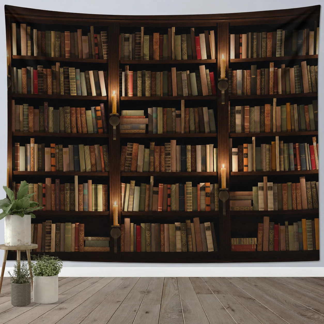 Vintage Bookshelf Tapestry, Dark Academia Library Wall Hanging for Bedroom Living Room Study Dorm Decor, Large Fabric Backdrop