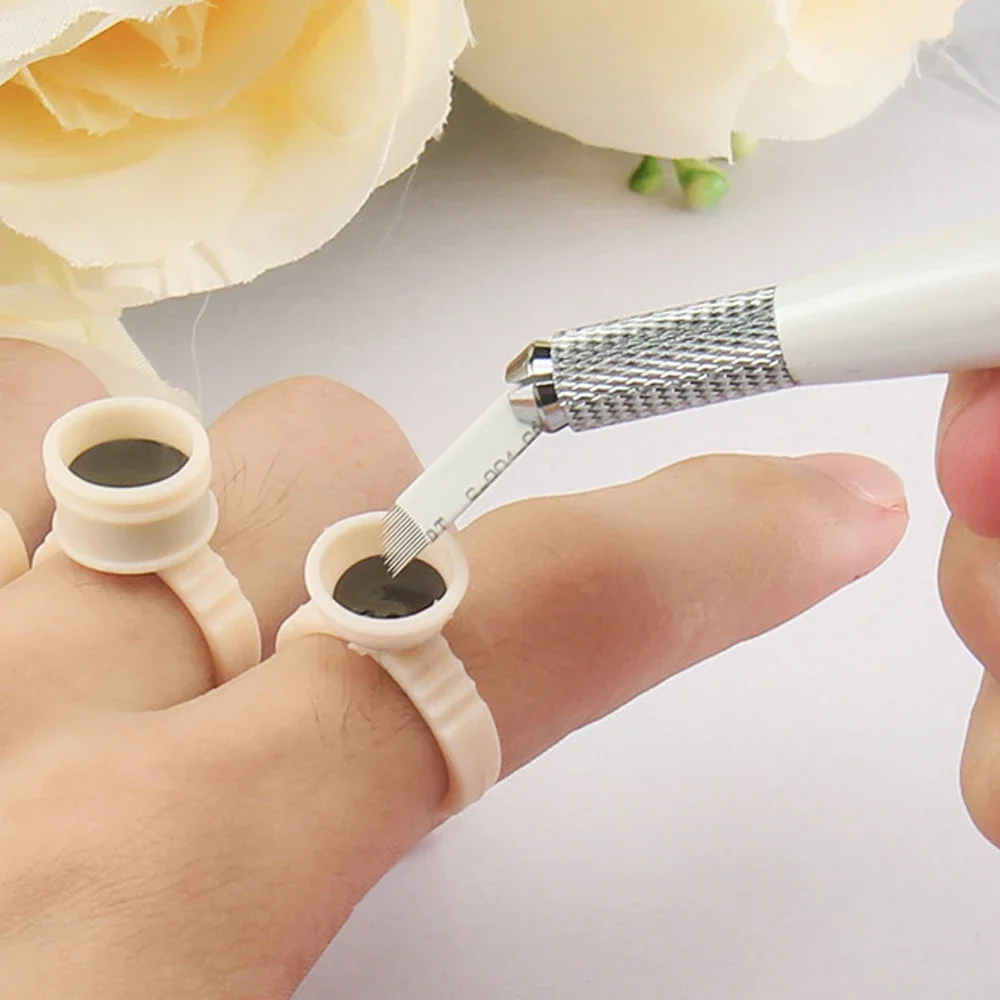 

100Pcs Disposable Tattoo Ink Cup Soft Silicone Caps Pigment Holder Container For Microblading Tattoo Eyebrow Eyelash Extension