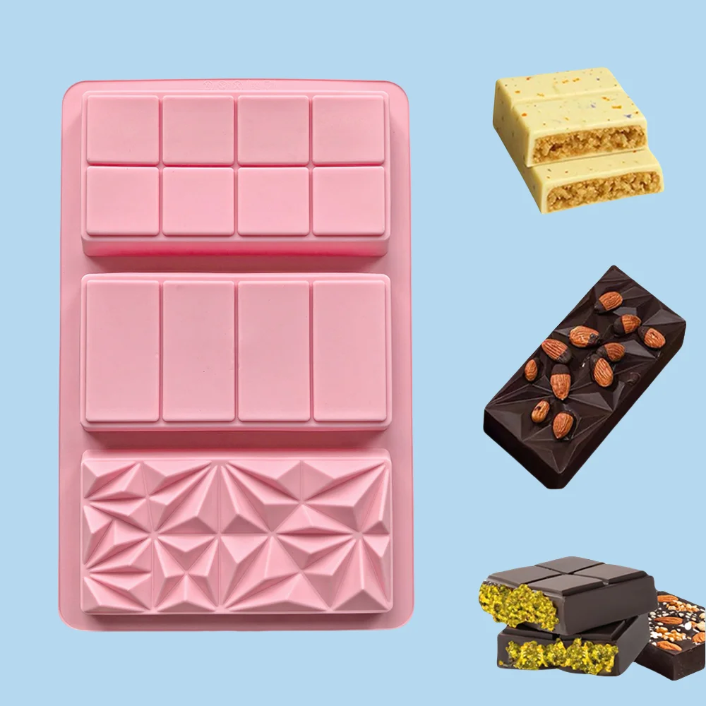 قطعة واحدة من قوالب السيليكون المكونة من 3 صفحات كاملة من شريط طاقة الشوكولاتة، والبودنغ، والبسكويت، وأدوات الخبز لتزيين الكيك