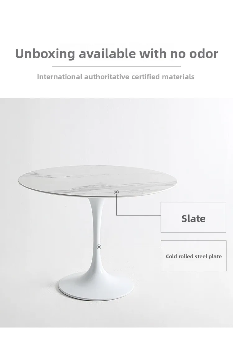 Slate dining table round modern simple small apartment restaurant white light home