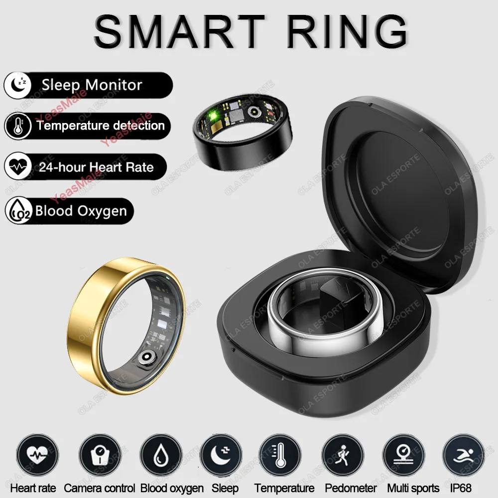 Smart Ring For Xiaomi 2024 Men Women 5ATM Waterproof Temperature Health Monitor Heart Rate Sleep Monitor Sport Tracker Smartring