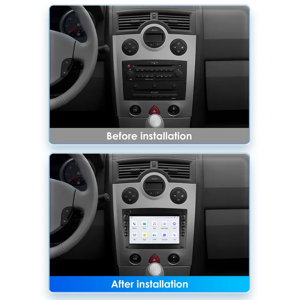 Radio mobil Android untuk Renault Megane 2 2002 2003-2009 Carplay Multimedia Autoaudio Head Unit 7 inci Naviagtion 2din Stereo mobil