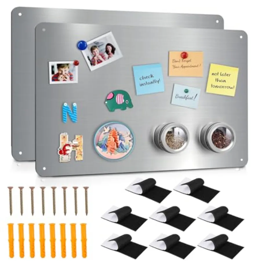 

Набор из 2 магнитных досок из нержавеющей стали 17,1 x 11,8 дюймов для демонстрации магнитных букв, цифр, заметок, стихов, фотографий