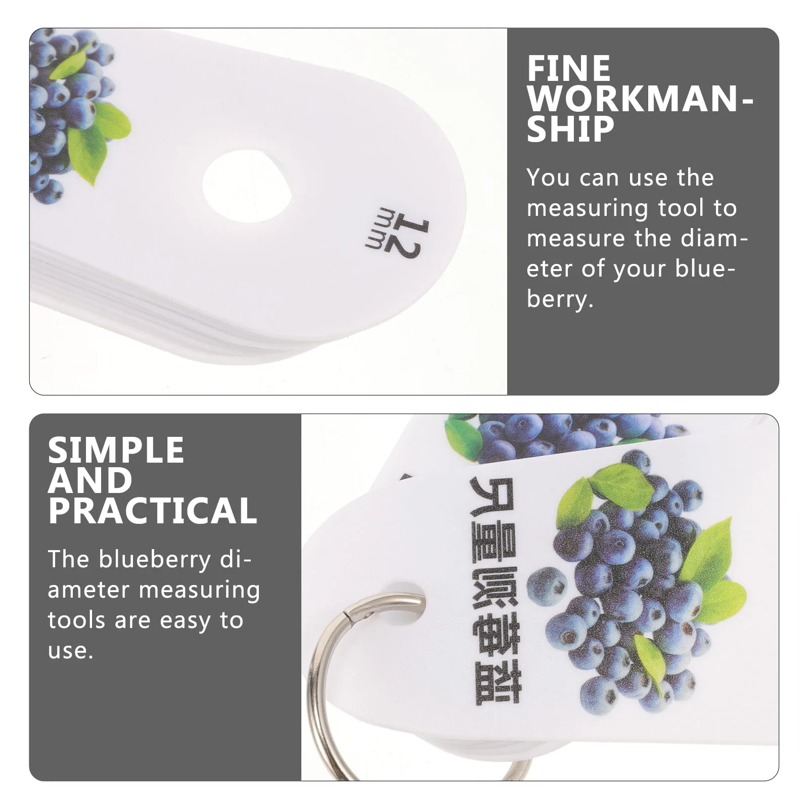 

Blueberry Diameter Measuring Ruler Fruit Gauge Tool for Fresh Blueberries Cherries Size Classification Durable Plastic