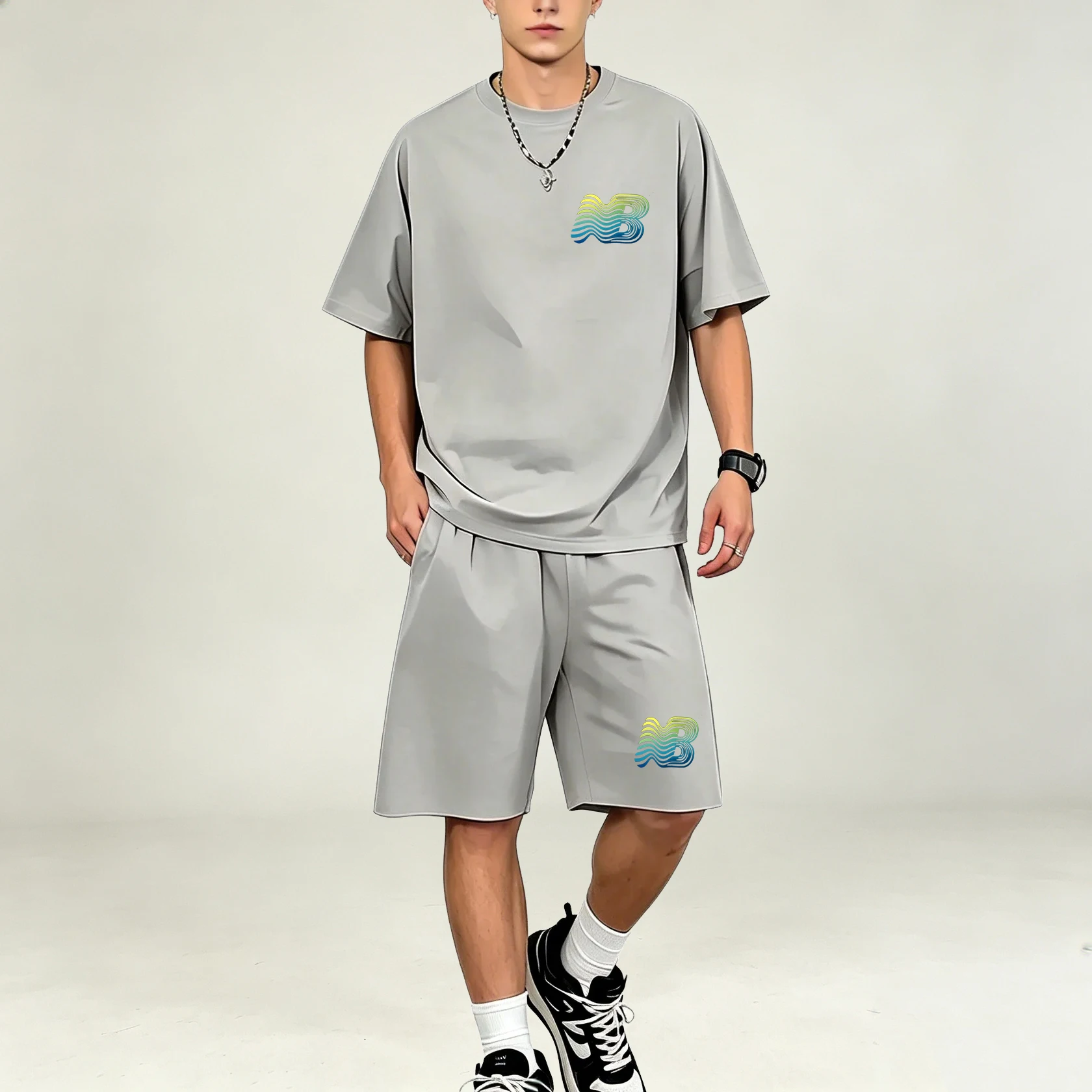 Hot‑selling Daily Men T‑Shirts Sets O‑Neck Short‑sleeve T‑Shirts Loose‑fit Shorts Sets Fashion Casual Athletic Outfits For Males view 5