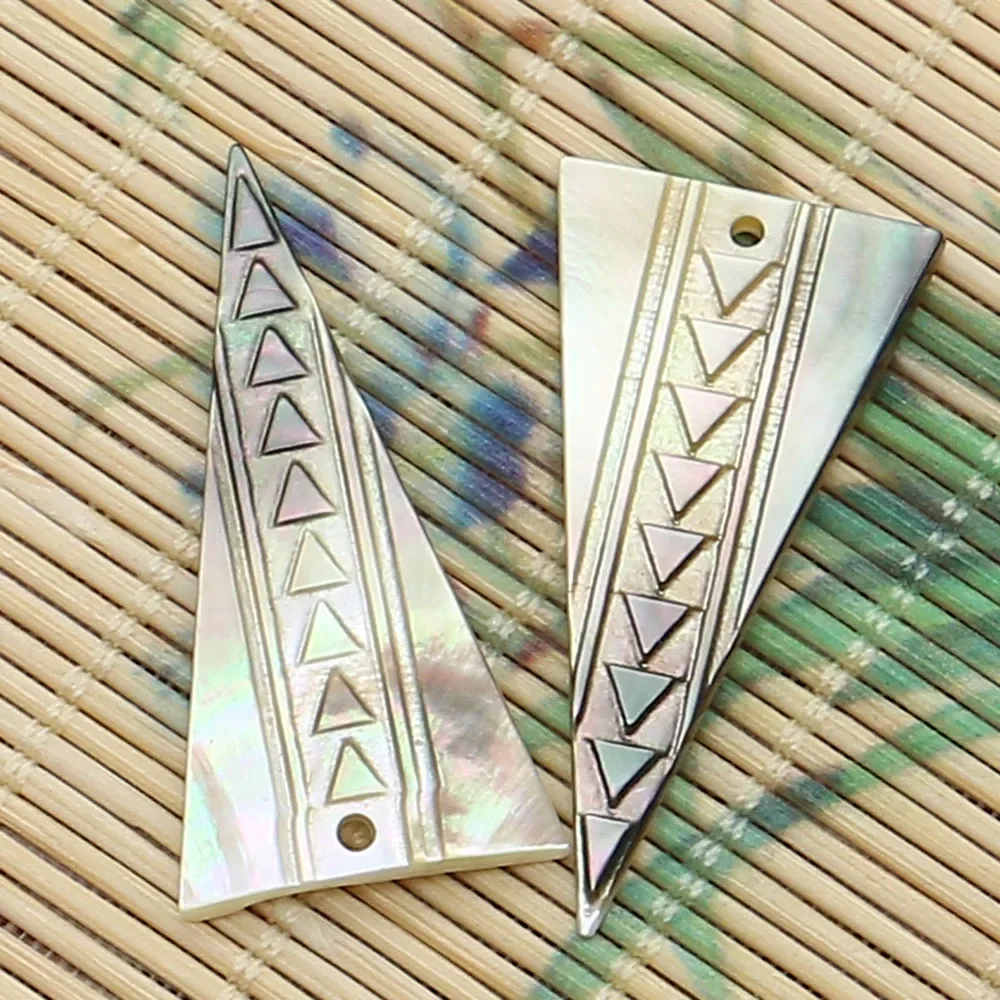 

Creative Natural Shell Polished Geometric Triangle Single-Hole Pendant 20x40mm DIY Necklace Earring Jewelry Accessory Gifts