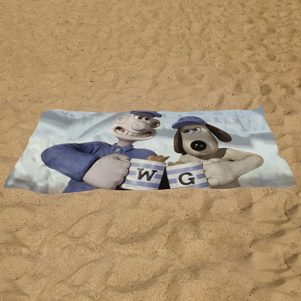 W-Wallace Cartoon and G-Gromit Pool Beach Towel Portable Quick Fast Dry Sand Outdoor Travel Swim Blanket Thin  Mat Bath Towel