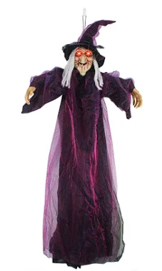 

Voice-activated glow scream purple witch Escape Room scary haunted house hanging ghost pendant Halloween Day