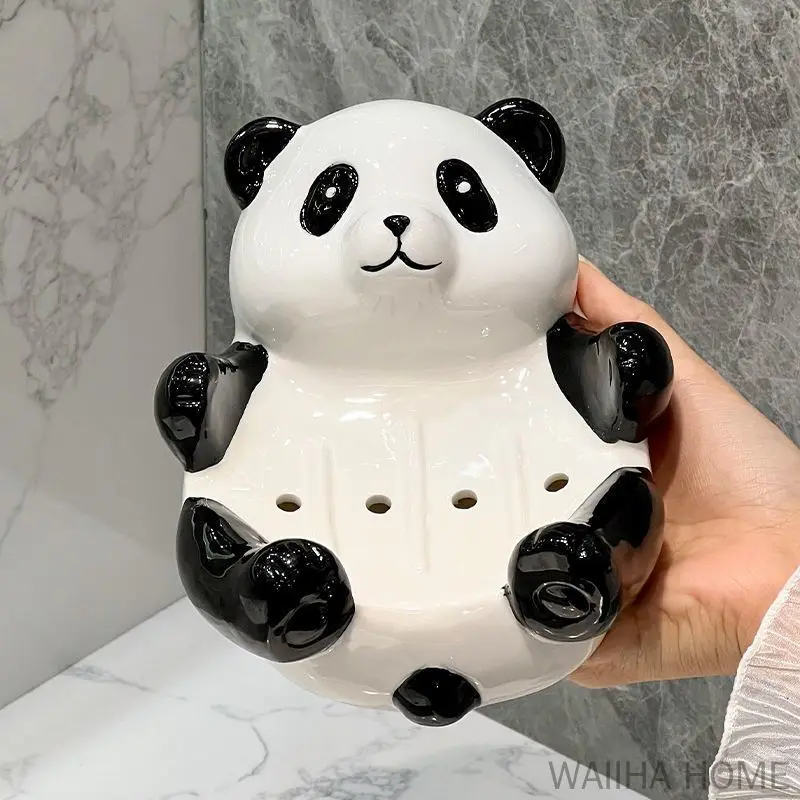 Creative Children Panda Ceramic Soap Dispenser Panda Shape Soap Dish Bathroom Decoration Accessories Shampoo Bottle Girls Gift