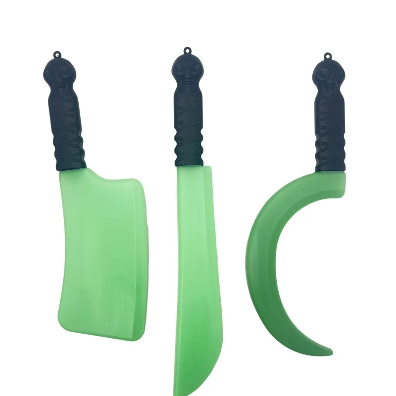 42.5 متر/16.73in Noctilucent البلاستيك الجمجمة سكين المطبخ المنجل هالوين نموذج الدعائم الأجهزة الطرفية تأثيري مضيئة الحلي هدية