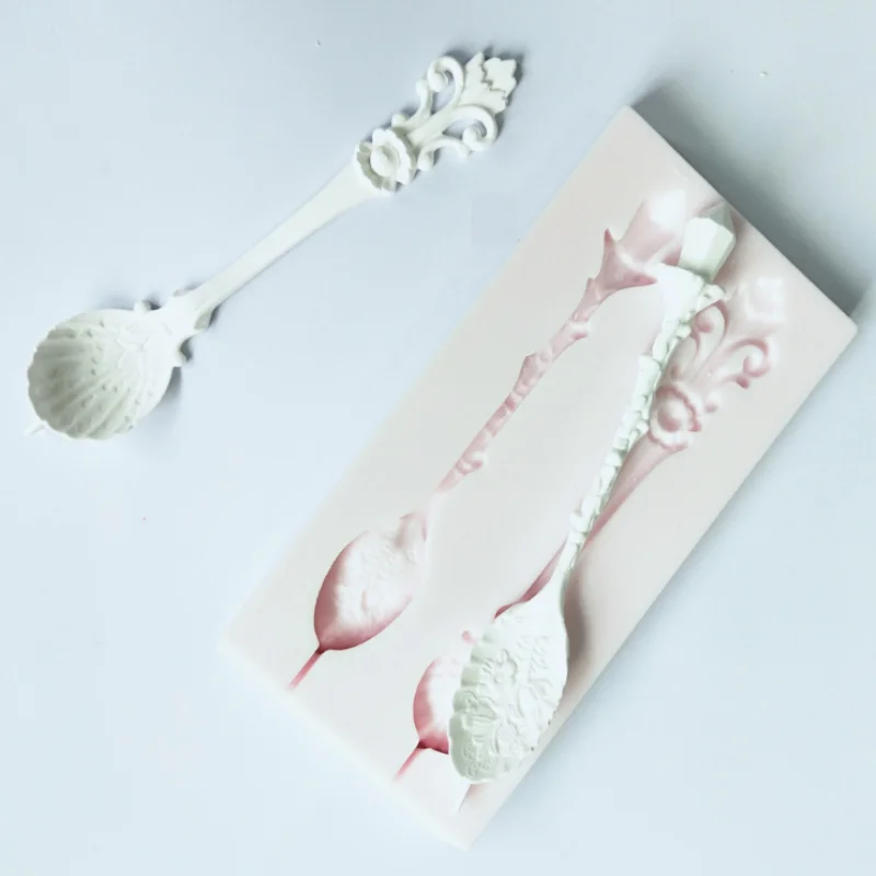 

Spoon European lace liquid silicone mold, fondant soft pottery clay glue gypsum modeling tool