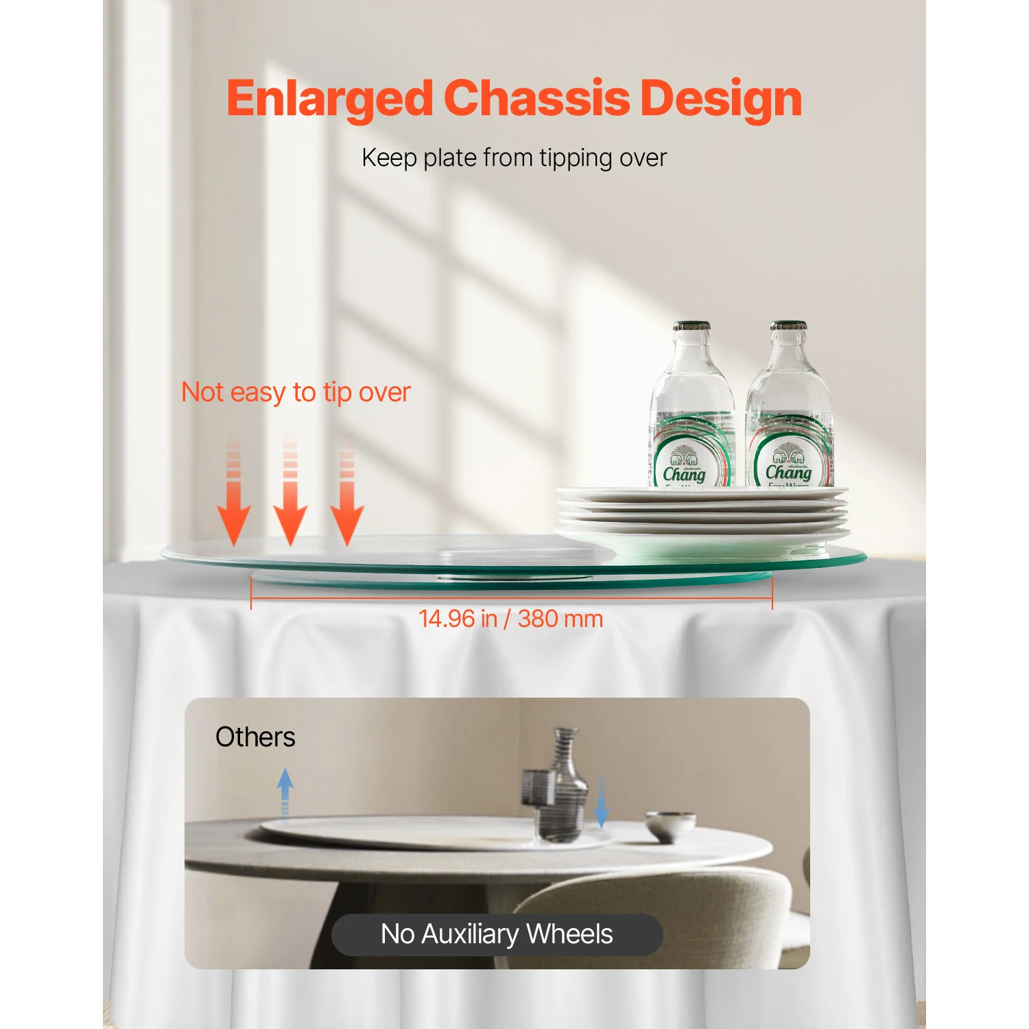 SucceBuy 20/24/30in قرص دوار زجاجي كسول سوزان 360 درجة °   صينية دوارة على سطح الطاولة للتجمعات العائلية والولائم وحفلات الزفاف