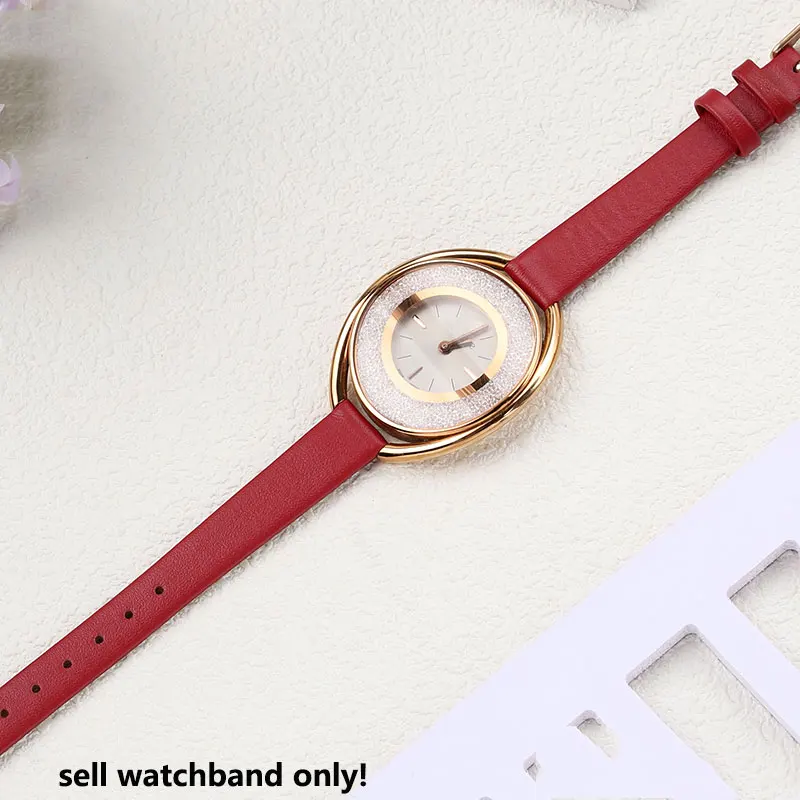 حزام ساعة من الجلد الناعم الرقيق للغاية ، سوار معصم من جلد البقر لسواروفسكي ، أحفور كاسيو تيسو ، تحرير سريع ،