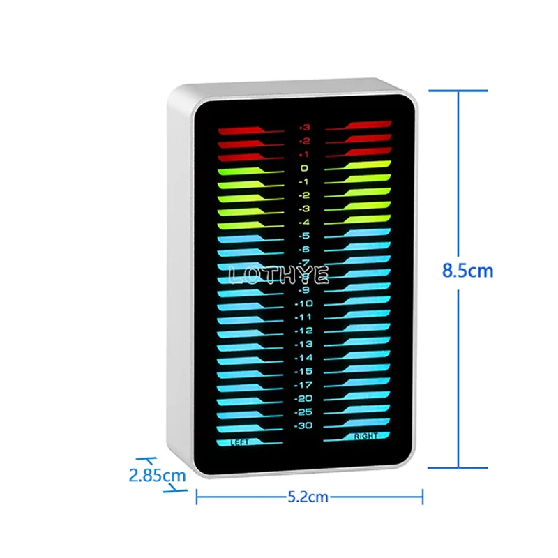 Mini Stereo Music Spectrum Car Audio Rhythm RGB Dual Channel  LED Light Home Level Indicator AGC /DB Mode Aluminum Alloy Shell
