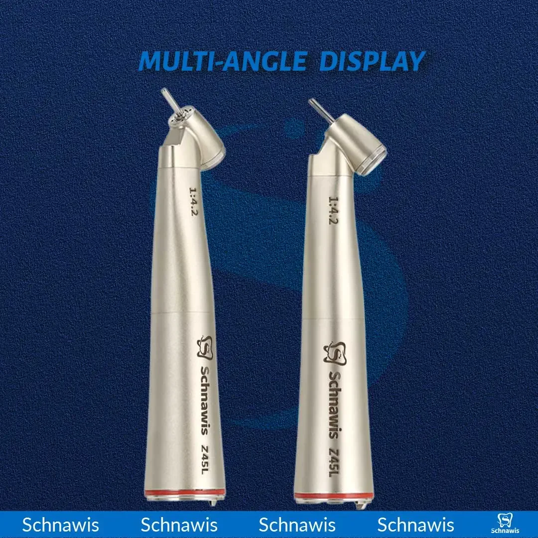 Dental Contra Angle Handpiece 45 Degree Head Surgical Handpiece 1:4.2 Red Ring Increasing Low Speed Air Turbine Led Engine Tools