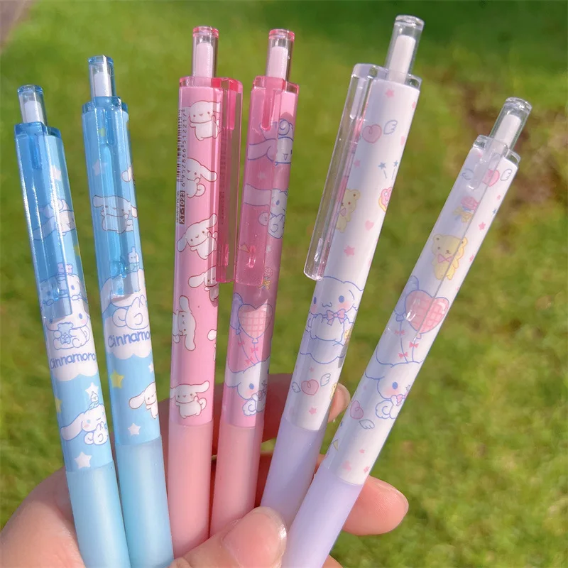 Wholesale kawaii limited 6 bags gel pen Sanrio cinnamon roll my melody cartoon high color value girl heart black pen 0.5mm